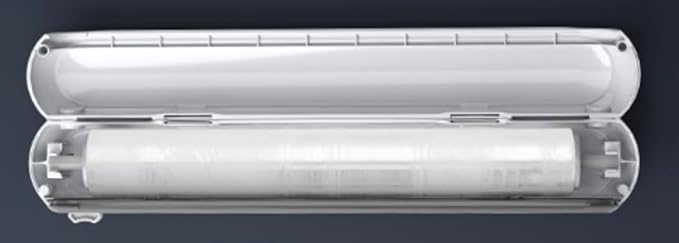 Primewave Food Plastic Wrap Dispenser with Sliding Cutter – Refillable ABS Wrap Cutter for Kitchen | Includes 1 Roll (80cm) Plastic Wrap | Safe & Easy One- Handed Use. (WHITE)