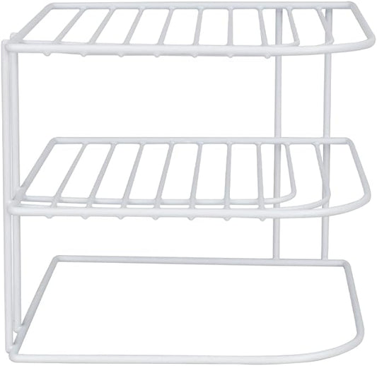 Home Basics 3-Tier Kitchen Corner Counter Shelf and Cabinet Organizer Heavy Duty Wire Shelf in White