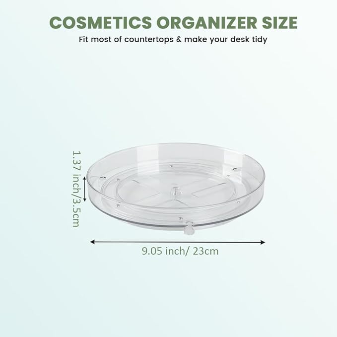 360 Clear Rotating Makeup Organize for Vanity,1 Tiers Lazy Susan Large-Capacity Skincare Organizers Cosmetic DisplayCase Organizer for Dresser, Countertop, Bathroom, Cabinet, Kitchen, Fridge