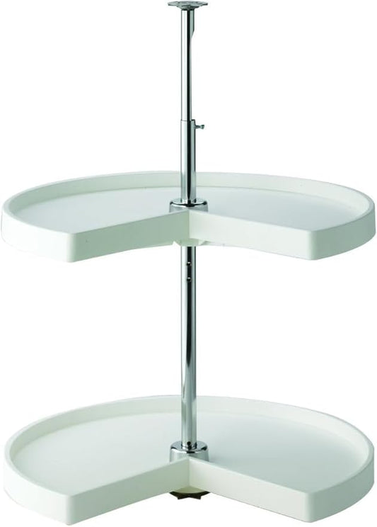 KV Lazy Susan Kidney Shaped 2 Polymer Shelves 24" (Set) White