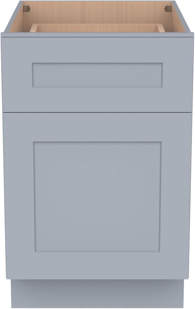 2-in-1 Pull-Out Trash Can Cabinet Solid Wood Frame Freestanding Dual Bin Storage & Organizer Drawer Soft-Close,Shaker & Newtown Style for Kitchen (SK-Grey, 18" W x 24" D x 34.5" H)