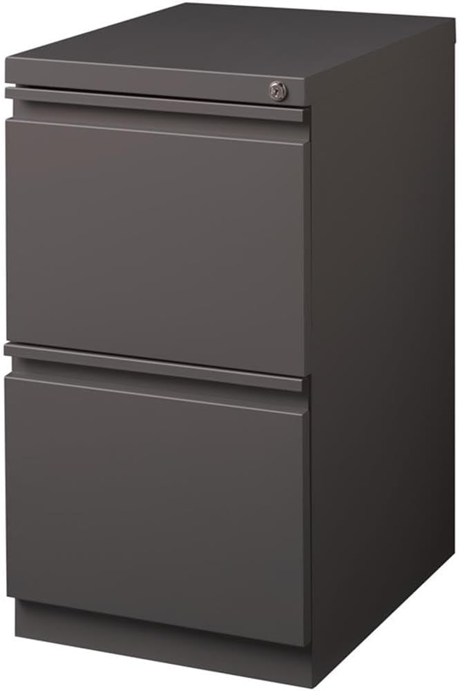 Pemberly Row 20" 2-Drawer Modern Metal Mobile Pedestal Filing Cabinet in Espresso