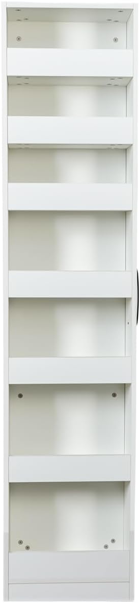 7 Tier Slim Rolling Storage Cart - Kitchen & Pantry Organizer, Narrow Storage Cabinet with Handle & Wheels, Spice Pull-Out Rack Next to Fridge Storage Shelf (White A-7 Tier Shelf Unit)
