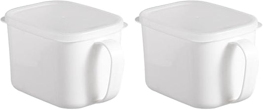 Cabilock 2Pcs Plastic Food Containers with Handle and Lid Small Cereal Storage Canisters Airtight Kitchen Food Organizer in Refrigerator Random Color Random Color