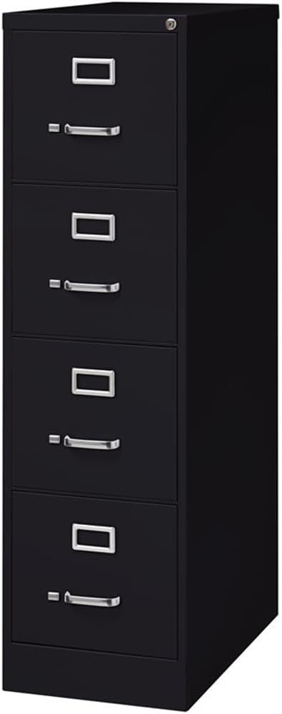 Pemberly Row 4 Drawer 26.5" Deep Letter Filing Cabinet in Black, Fully Assembled