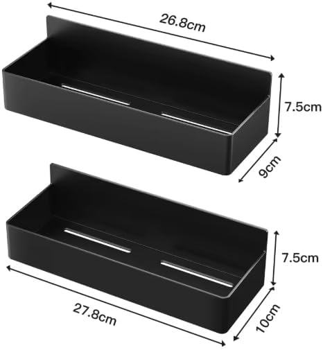 Magnetic Spice Rack for Refrigerator, 2-Pack Heavy Duty Magnetic Shelf Organizer for Fridge, Kitchen Storage and Organization, Matte Black