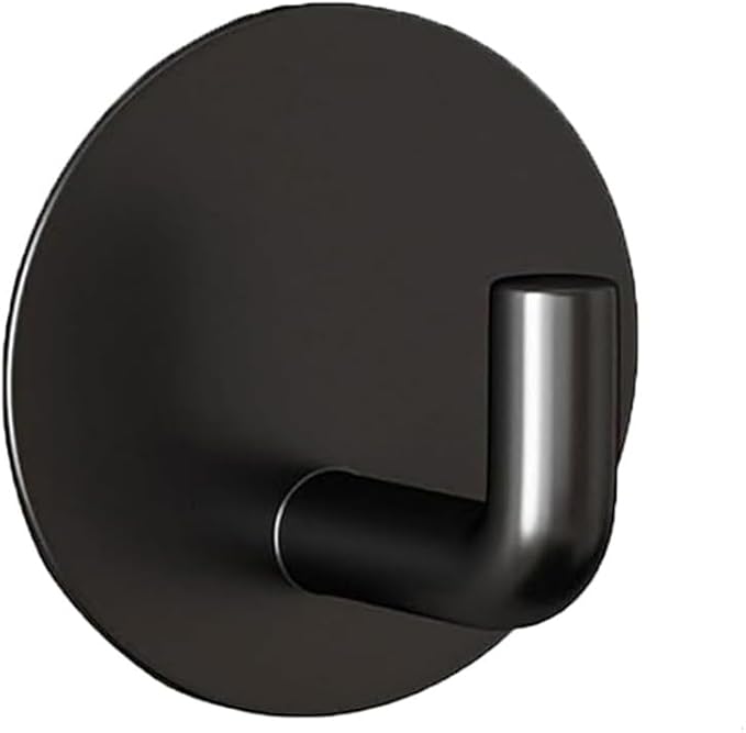 EDMILE 8 Pack Adhesive Towel Hooks for Bathroom, Stick on Hooks Bathroom Kitchen for Walls No Damage, Sticky Hook for Hanging Coat Robe, Black