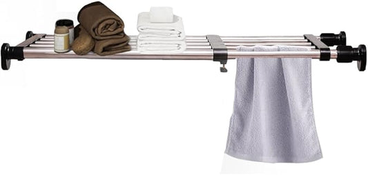 Hershii Expandable Closet Tension Shelf Rod Adjustable Metal Storage Rack Cabinet Organizer DIY Divider Separator Shelves for Wardrobe Cupboard Kitchen Bathroom, Black, 23.62-39.37inches
