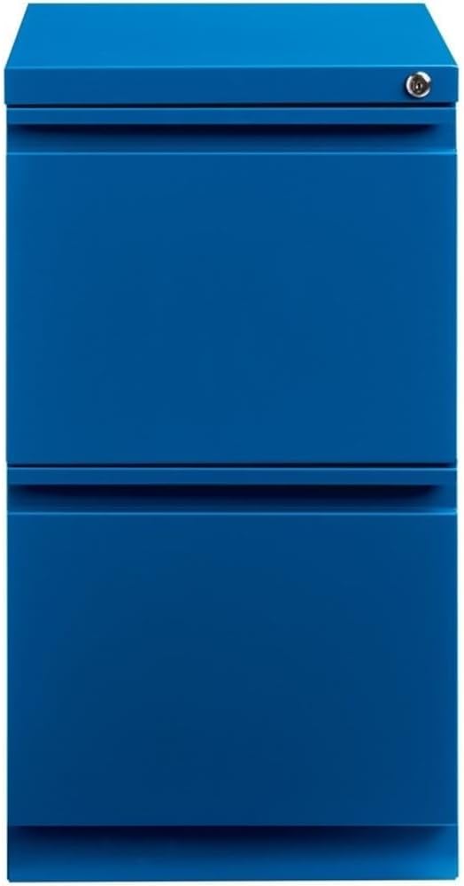 Pemberly Row 20" 2-Drawer Modern Metal Mobile Pedestal Filing Cabinet in Blue