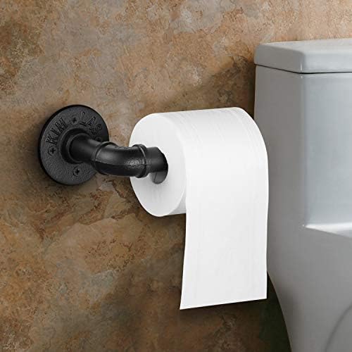 2 Pack Industrial Pipe Toilet Paper Holder, Heavy Duty DIY Vintage Rustic Iron Roll Tissue Wall Mount Paper Holder Towel Racks with Hardware for Bathroom, Kitchen, Bedroom, Hallway