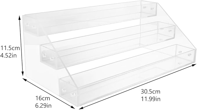 DECHOUS 3-Tier Acrylic Spice Rack Organizer Clear Tiered Spice Rack Seasoning Organizer for Countertop, Cabinet, Pantry, Kitchen Storage, 12x6.3x5.2 Inch