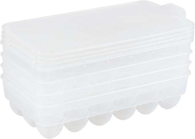Cinkyou 4-Pack Refrigerator Egg Storage Container, Clear Covered Egg Holders, Egg Tray with Lid