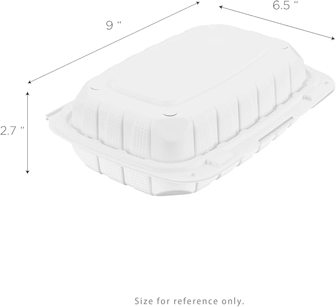 KARAT EARTH Clamshell Take Out Food Containers [9"x6" - 250 ct] To Go Containers | Microwavable, Freezer Safe, Soak-Resistant, Durable, Stackable | Vented for Hot/Cold Foods, White