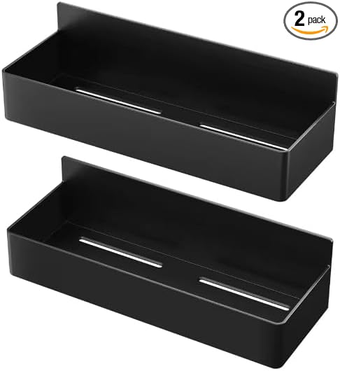 Magnetic Spice Rack for Refrigerator, 2-Pack Heavy Duty Magnetic Shelf Organizer for Fridge, Kitchen Storage and Organization, Matte Black