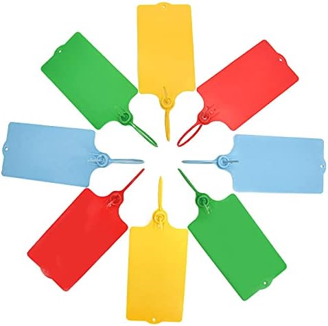 LeadSeals 100 Plastic Shipping Tags - Waterproof, Writable, Hanging Tags with One Blue Marker Pen