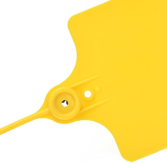 LeadSeals 100 Plastic Shipping Tags - Waterproof, Writable, Hanging Tags with One Yellow Marker Pen