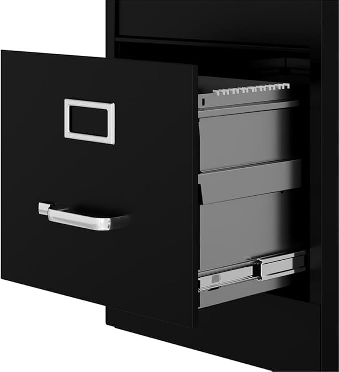 Pemberly Row Set of 3 Metal 4-Drawer Letter Width Vertical File Cabinet Black