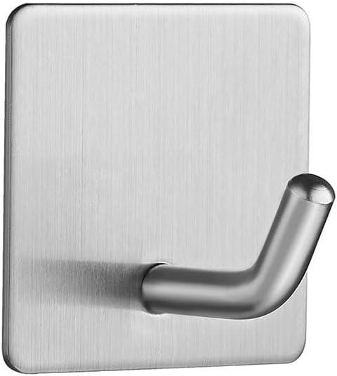 EDMILE 8 Pack Adhesive Wall Hooks, Self-Adhesive Hooks for Bathroom, Door Back Stick-On Towel Hooks, Hanging Coat Hat Key Washcloths Aprons Oven Mitts for Kitchen Shower Garage Home, Silver