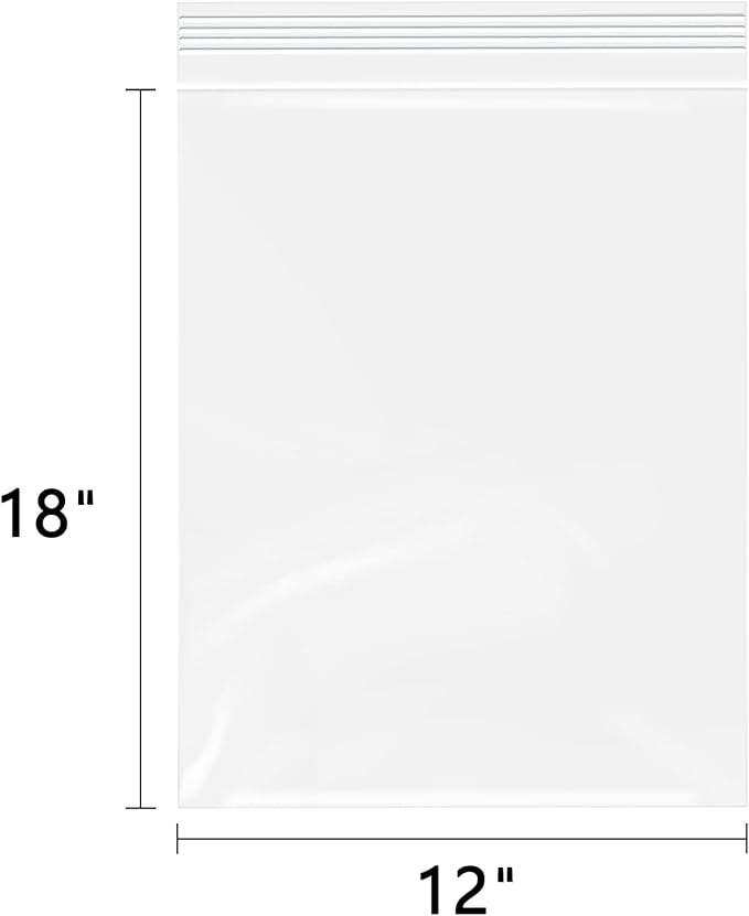WEPOLY - 12" x 18"(100 Count) Large Zip Plastic Poly Bags - 2 Mil Clear Reclosable Zipper Bags for Prints, Photos, Documents, Clothing, T-Shirt, Storage