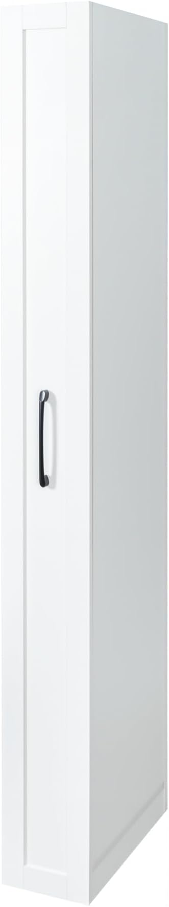 7 Tier Pull-Out Storage Cabinet with Handle & Wheels, Tall Narrow Spice Rack Next to Fridge, Wood Food Pantry for Kitchen, Dining Room, White