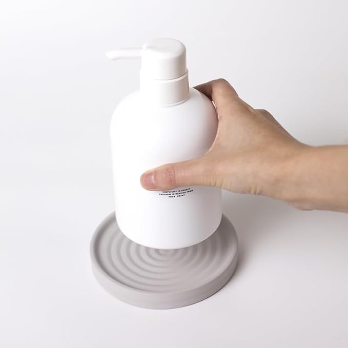 Selegna Diatomite Soap Holder, Circular Design with Ripple Pattern, Absorbent Bath Soap Dish (Light Grey)