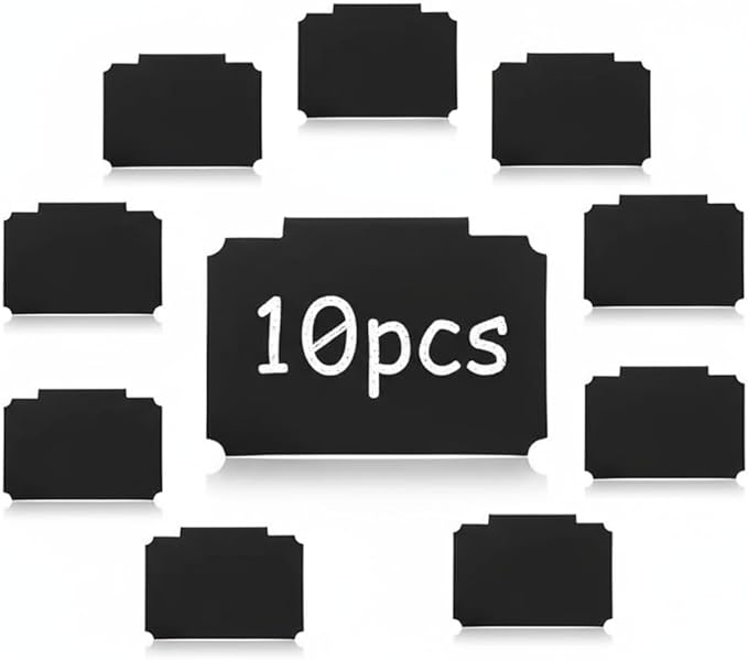 10 Pack Removable Bin Clip Labels, Erasable Storage Basket Tags for Pantry Organization, Reusable Write and Wipe Labels for Kitchen, Office, Classroom & Home Use, Black (3.5"x2.75")