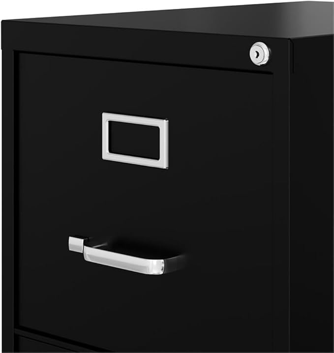 Pemberly Row Set of 3 Metal 4-Drawer Letter Width Vertical File Cabinet Black