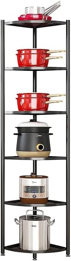 6-Tier Kitchen Corner Shelf Triangular Corner Pot Rack Storage Shelf Multi-tier,Carbon Steel Cookware Stand Home Storage Organizer Holder for Pans Pots and Kettles