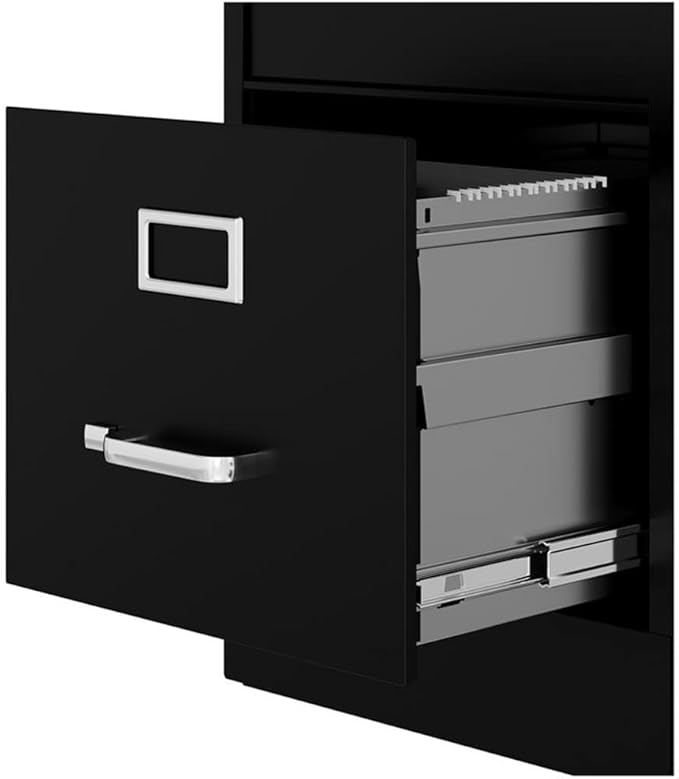 Pemberly Row 2 Drawers 28.38" Vertical Black Metal Filing Cabinet Lockable Pre-Assembled Stationary Letter Size for Home, Office