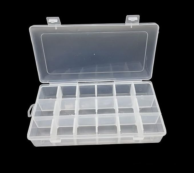 Kamay's Adjustable XL18 Compartment Slot Plastic Craft Storage Box Thick Hard Plastic Hobby Craft Storage Box Case With Snap Lock Ideal For Small Items