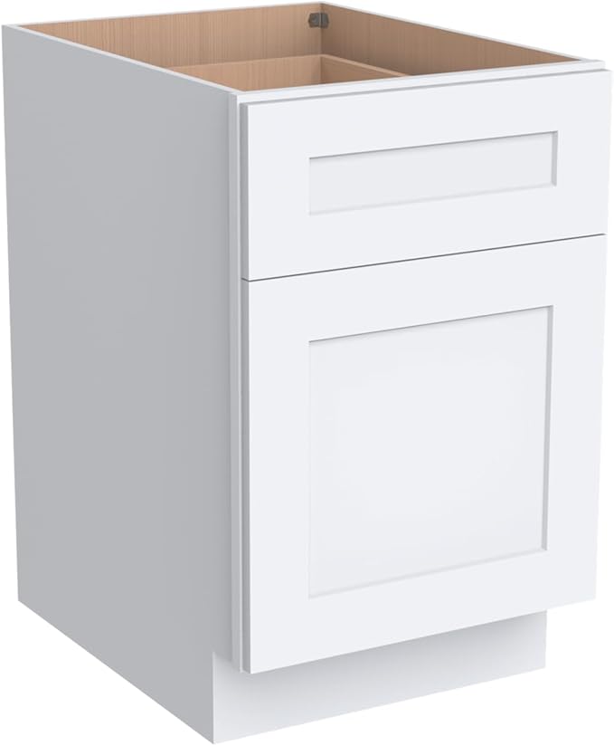 2-in-1 Pull-Out Trash Can Cabinet Solid Wood Frame Freestanding Dual Bin Storage & Organizer Drawer Soft-Close,Shaker & Newtown Style for Kitchen (SK-White, 18" W x 24" D x 34.5" H)