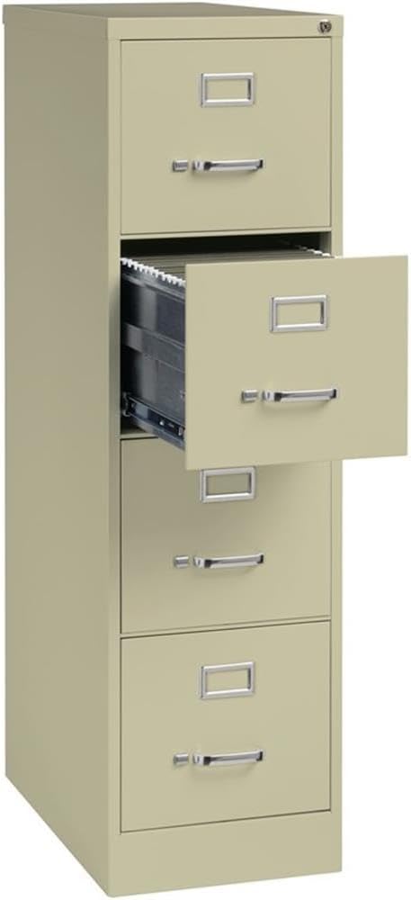 Pemberly Row Set of 6 4-Drawer Letter Width Vertical File Cabinet in Putty/Beige