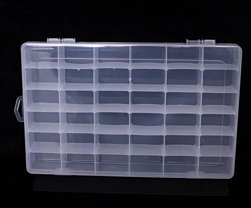 Kamay's Large Transparent Thick Hard 36 Grids Adjustable Compartment Slot Plastic Craft Storage Box Organizer For Toy Desktop Jewelry Accessory Drawer Or Kitchen Removable Dividers Container