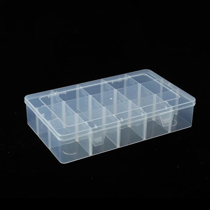 Kamay's Adjustable XL15 Compartment Slot Plastic Craft Storage Box Thick Hard Plastic Hobby Craft Storage Box Case With Snap Lock Ideal For Small Items…