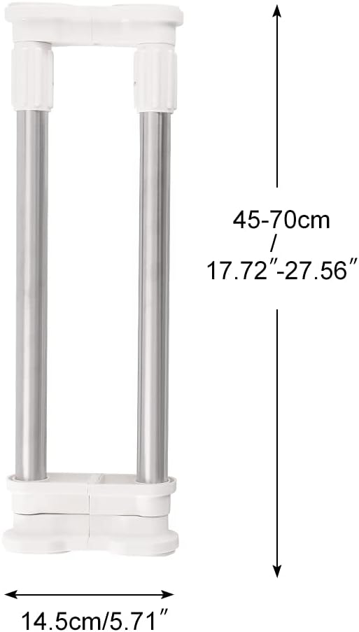 Hershii 2 Pack Expandable Closet Shelf Tension Rod Adjustable Metal Storage Rack Hanger Cabinet Organizer DIY Divider Separator for Wardrobe Cupboard Kitchen Bathroom, Ivory, 17.72-27.56 IN