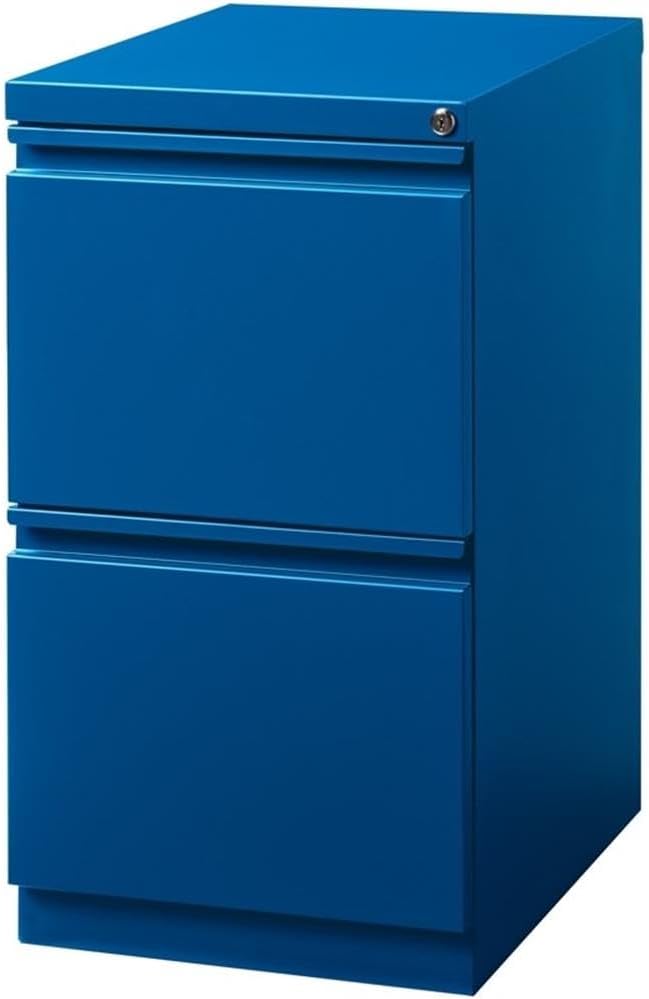 Pemberly Row 20" 2-Drawer Modern Metal Mobile Pedestal Filing Cabinet in Blue