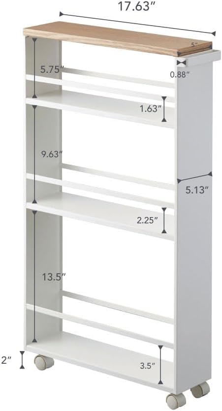 YAMAZAKI home Tower Rolling Slim Storage Cart With Handle White