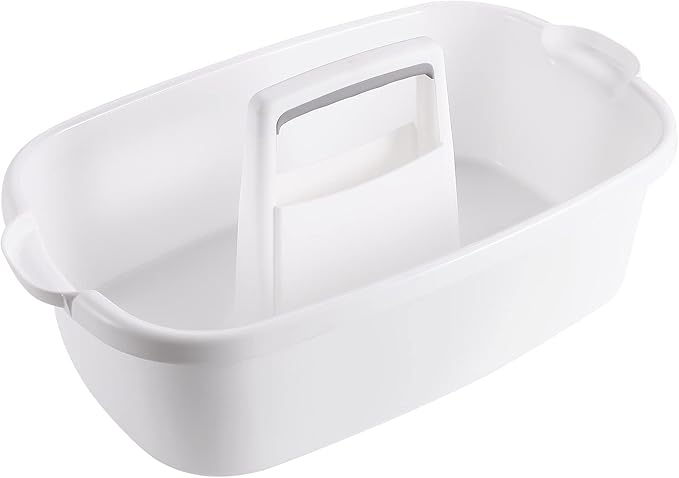 Omirome 2-Pack Large White Cleaning Caddy for Cleaning Supplies with Handle - Portable Plastic Tote Organizer for Shower, Bathroom, Kitchen, Under Sink Storage