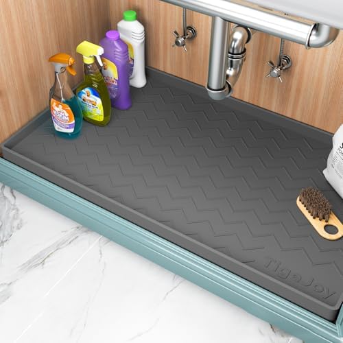 TigeJoy 22" x 19" Under Sink Mats for Kitchen Waterproof, Leak-Proof Silicone Mat Sink Protector and Cabinet Liner, Kitchen Essentials Organizer and Storage, Boot or Shoe Tray, Pet Feeding Mat