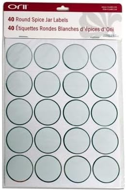Orii Round Spice Labels - 40 Blank Labels Kitchen Jar Label Combo Tags for Pantry Ingredients and Spice Rack Organization, Silver/White (40 Labels)