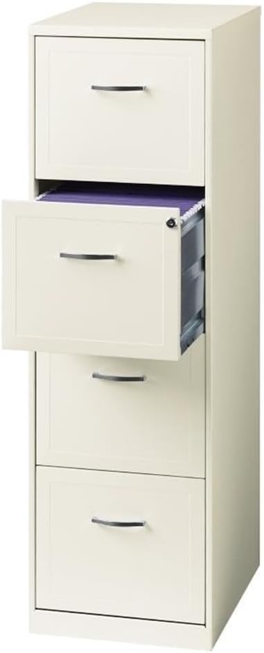 Pemberly Row 18" 4-Drawer Traditional Metal Filing Cabinet in White