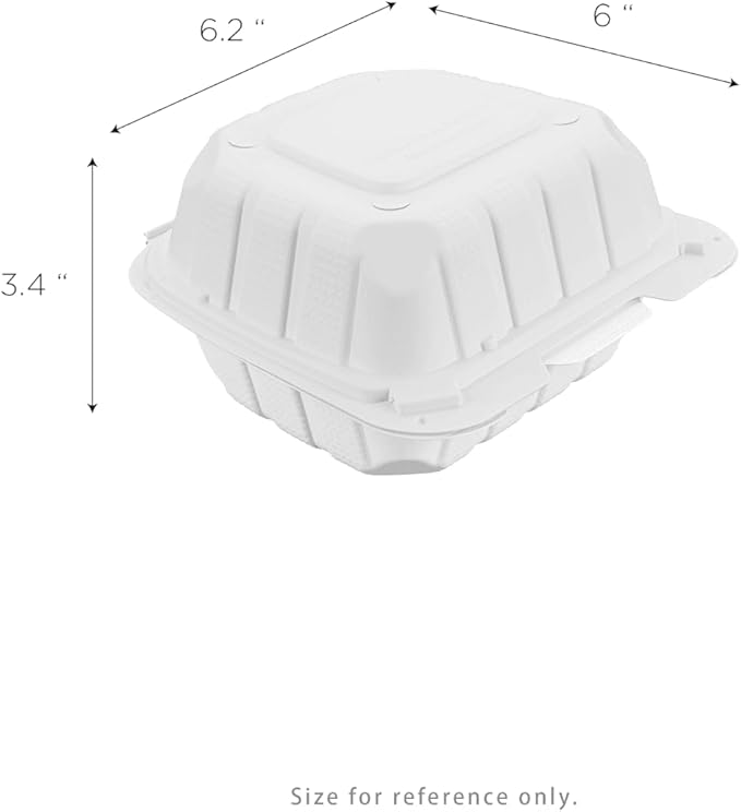 KARAT EARTH Clamshell Take Out Food Containers [6"x6" - 400 ct] To Go Containers | Microwavable, Freezer Safe, Soak-Resistant, Durable, Stackable | Vented for Hot/Cold Foods, White