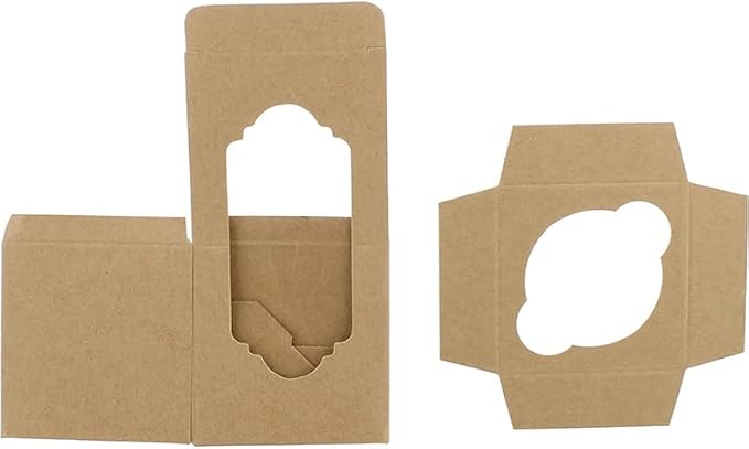 Generic 50PCS 2.5 × 2.5 × 2.5 inch mini Cake Boxes with Window Bakery Boxes Pastry Boxes for Cake, Pastries Chocolates Cupcakes (Kraft), 2.5CDGH