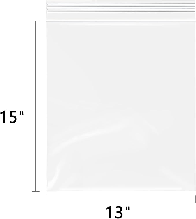 WEPOLY - 13" x 15"(200 Count) Large Zip Poly Bags - Clear Plastic Reclosable Storage Zipper Bags 2 Mil for Clothing, T-Shirts, Pants