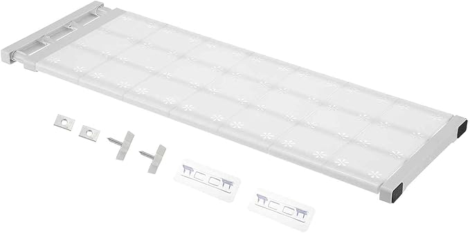 HARFINGTON Expandable Closet Tension Shelf 28.74" to 49.21" Adjustable Closet Organizer 2.4" x 9.45" Flower Pattern Storage Rack for Wardrobe Cupboard Kitchen Bedroom