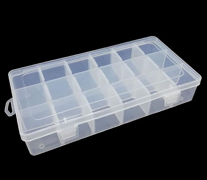 Kamay's Adjustable XL18 Compartment Slot Plastic Craft Storage Box Thick Hard Plastic Hobby Craft Storage Box Case With Snap Lock Ideal For Small Items