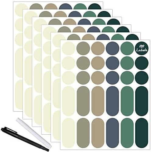Nardo Visgo 180pcs Removable Write-on Food Label Stickers with 2 Markers, Waterproof Kitchen Labels Round Colored Chalkboard Stickers for Food Storage Containers Spice Jars Bottles Home Organization
