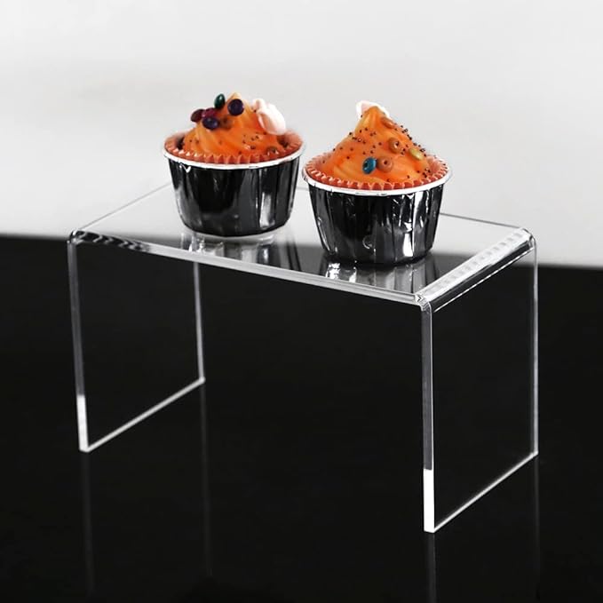 CLAY TONIC 4-Pack Large Clear 5mm Thick Acrylic Display Risers for Funko POP figures,Retail Display, Display Riser Shelf Showcase Fixtures for Jewelry (4, 8''x 4''x 4.5'')