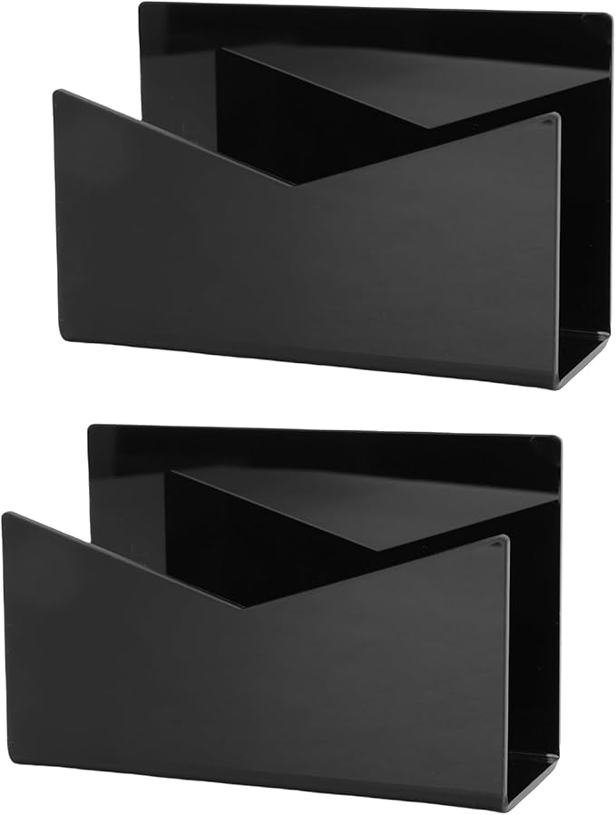 Sorandy 2 Pack Acrylic Mail Organizer, Mail Holder Stand, Vertical File Folder, Letter Sorter Desk Envelope Rack, for Home Office School Envelope Bill Filling Paper Document (Black)