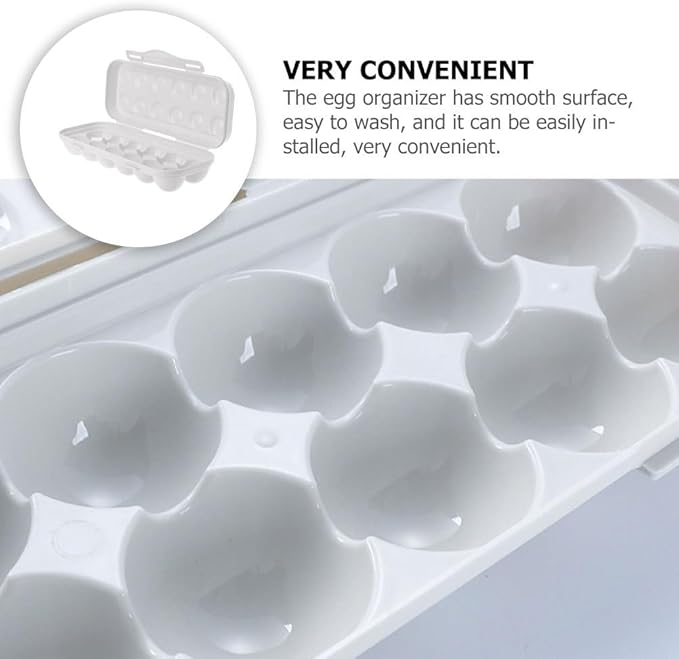 Egg Holder Refrigerator Egg Holder 12 Count Egg Storage Container Plastic Covered Egg Tray Dozen-section Carrier Bin with Lid for Fridge Kitchen Home Egg Organizer for Refrigerator